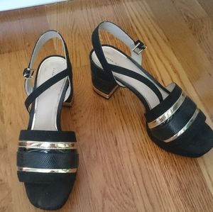 Zara Gold and Black Sandal Heel